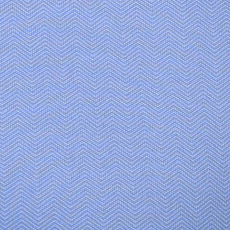 Semi-Spread Collar Polo Light Blue Herringbone - Image 6