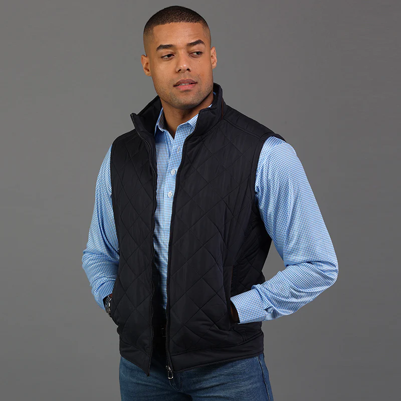 Long Sleeve Semi-Spread Collar Polo Light Blue Micro Gingham - Image 4
