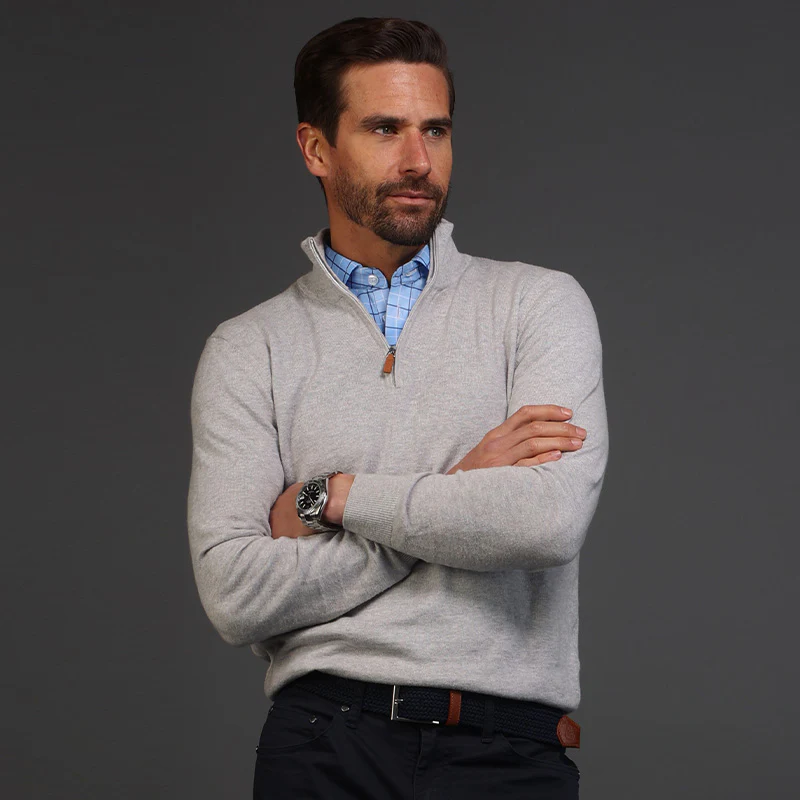 Semi-Spread Collar Polo Pienza Blue Windowpane - Image 4