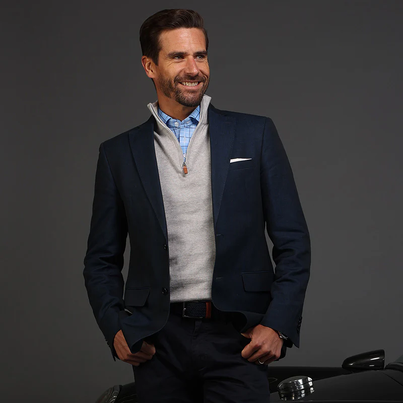 Semi-Spread Collar Polo Pienza Blue Windowpane - Image 5