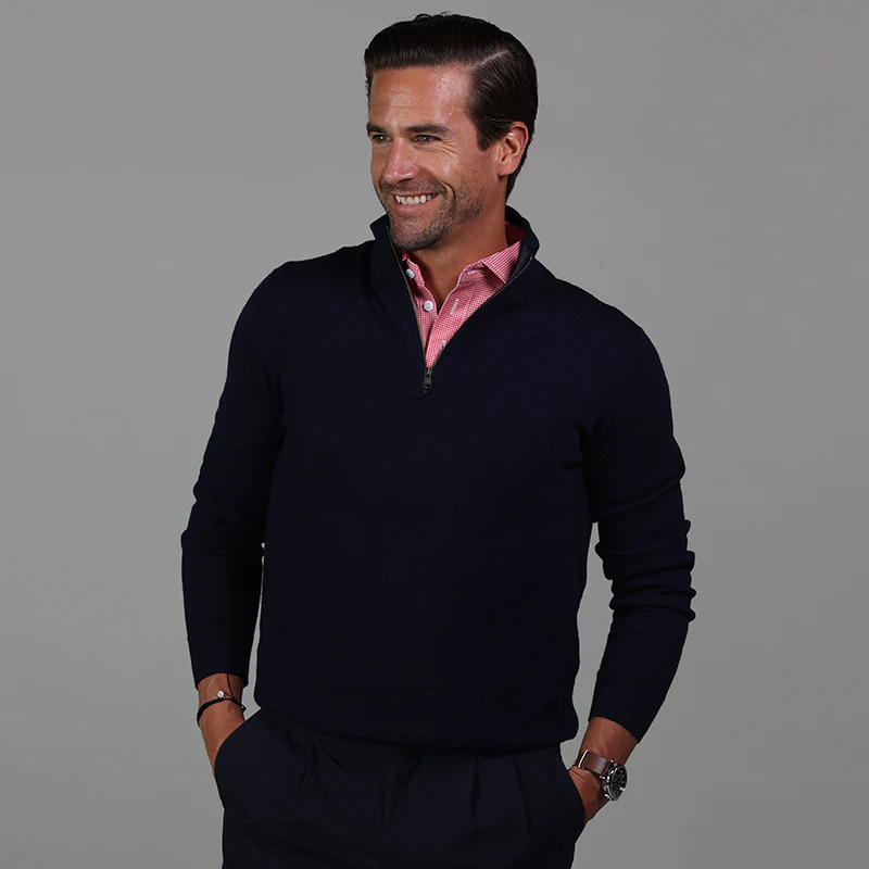 Semi-Spread Collar Polo Red Houndstooth - Image 5