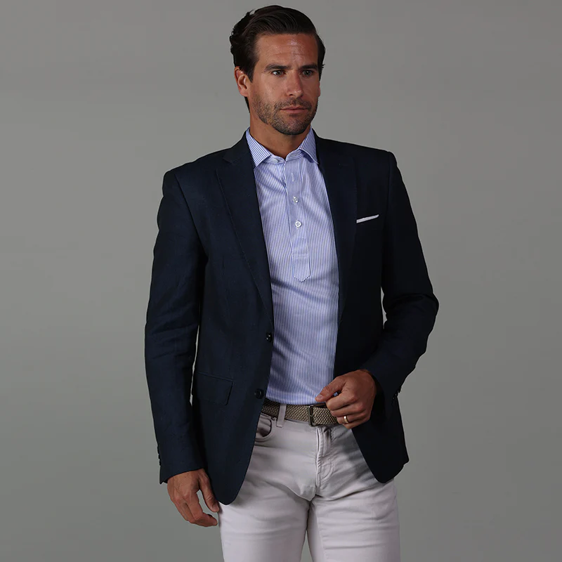 Semi-Spread Collar Polo Regent Blue Stripe - Image 3