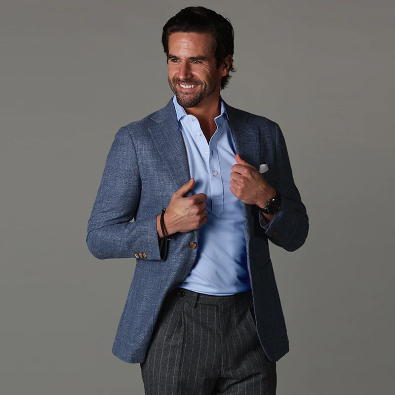 Semi-Spread Collar Polo Sky Blue - Image 7