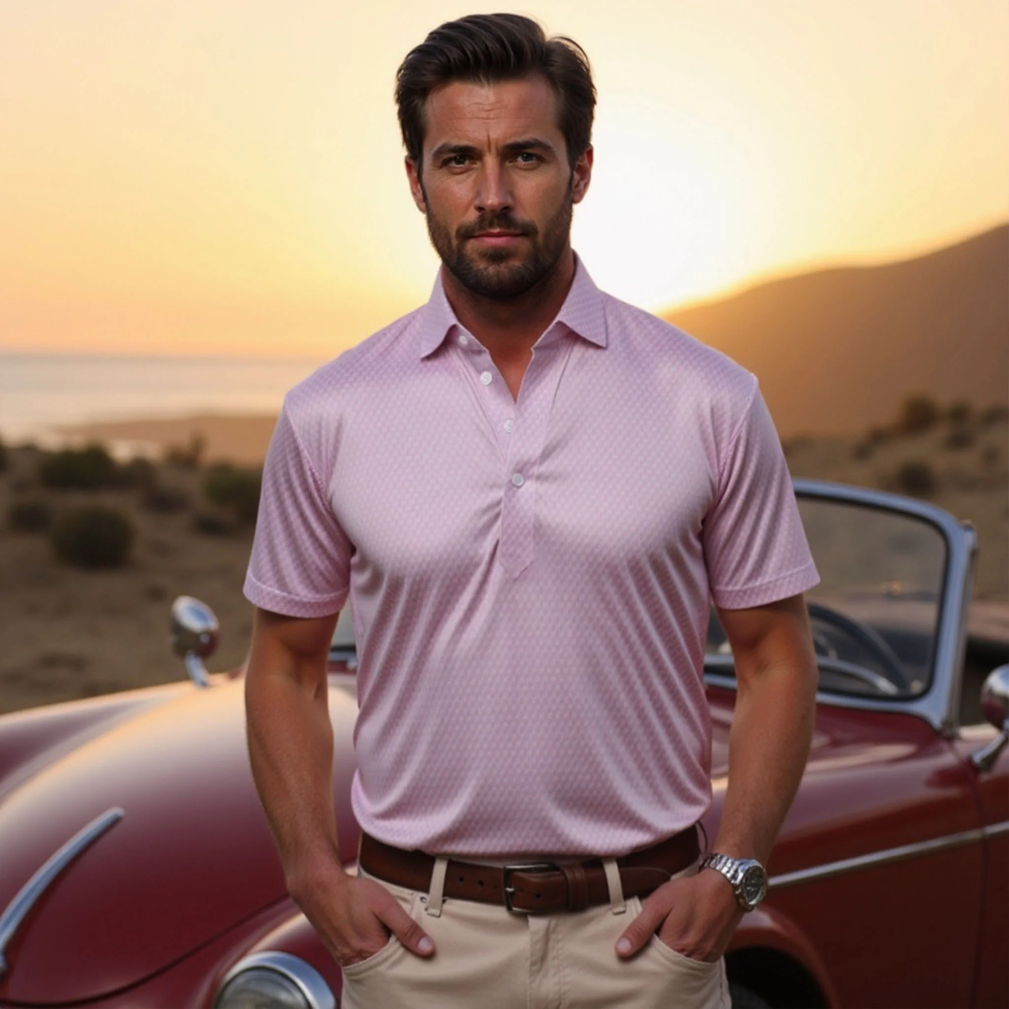 Semi-Spread Collar Polo Vantage Pink - Image 6