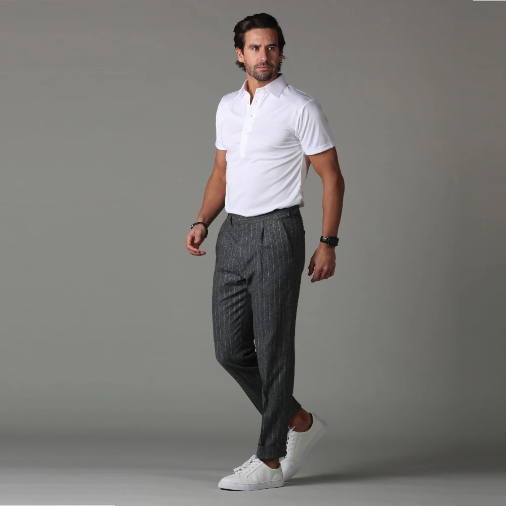 Semi-Spread Collar Polo White - Image 4