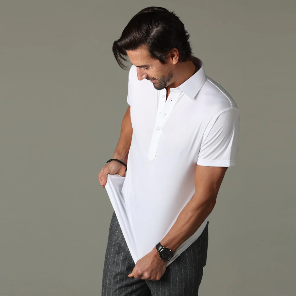 Semi-Spread Collar Polo White - Image 5