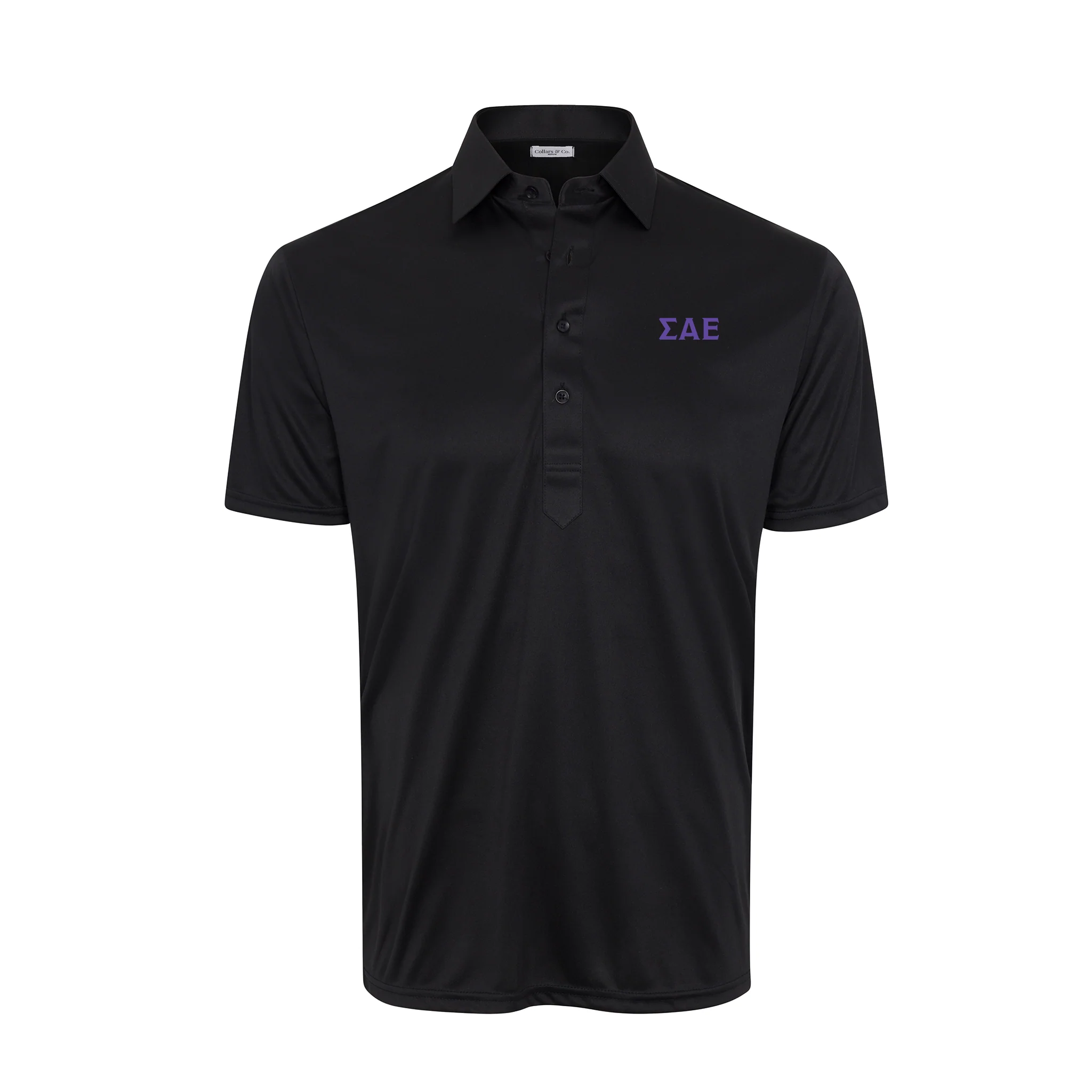 Sigma Alpha Epsilon Semi-Spread Collar Polo Black