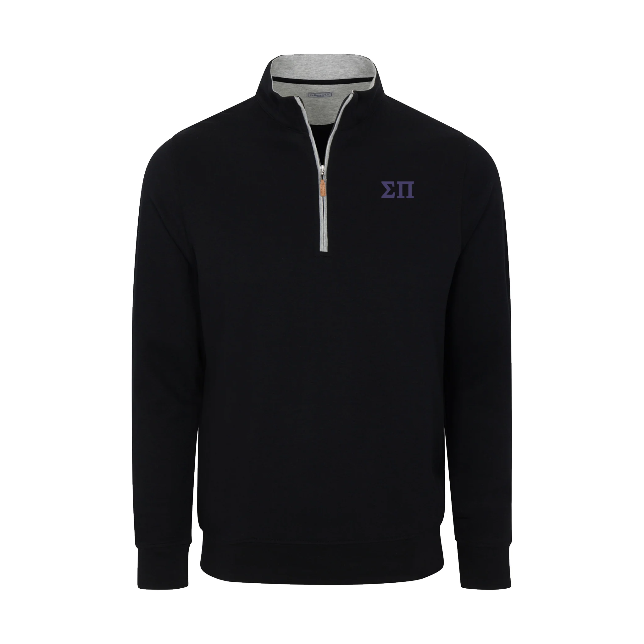 Sigma Pi Black Heather Cloud Cotton Quarter Zip Pullover