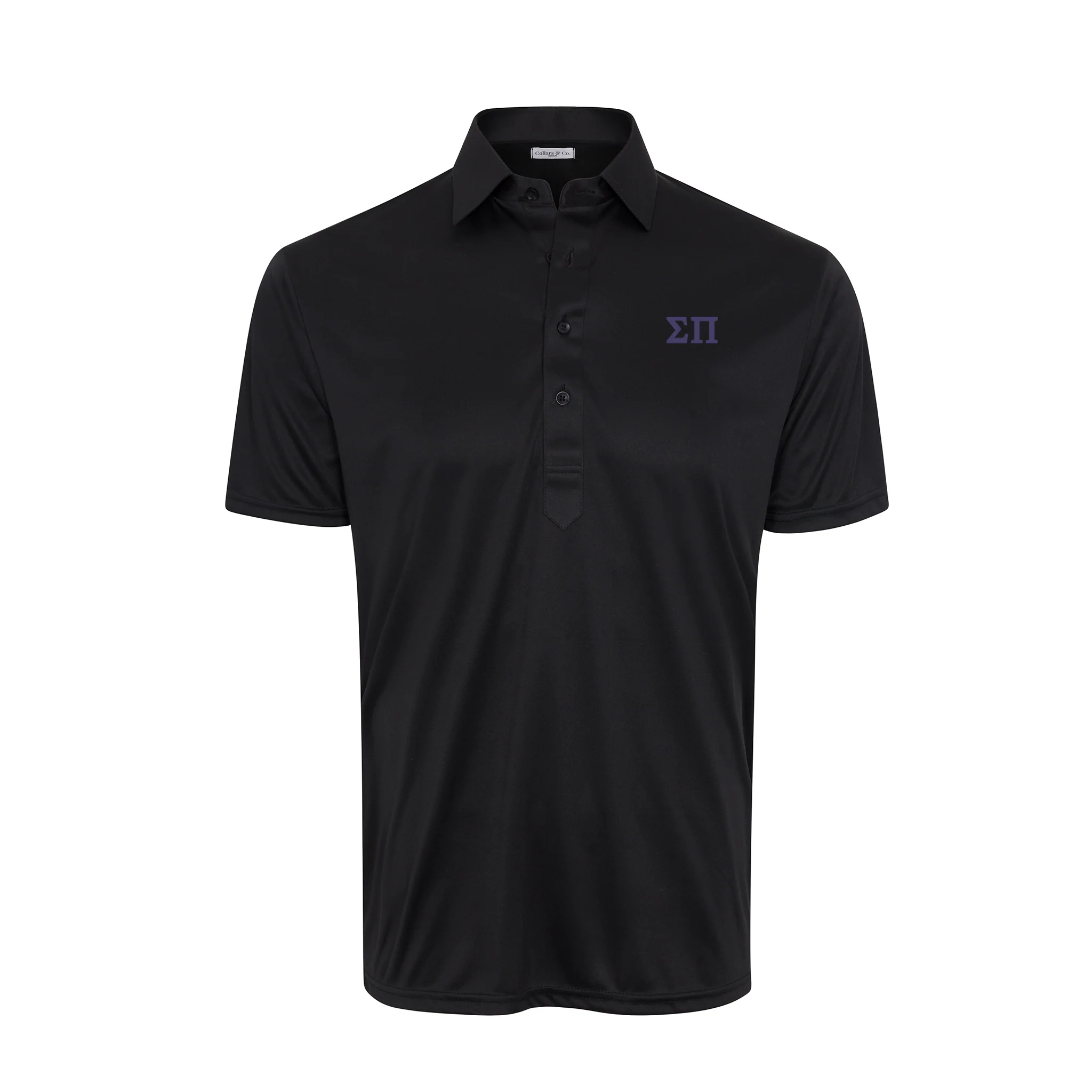Sigma Pi Semi-Spread Collar Polo Black