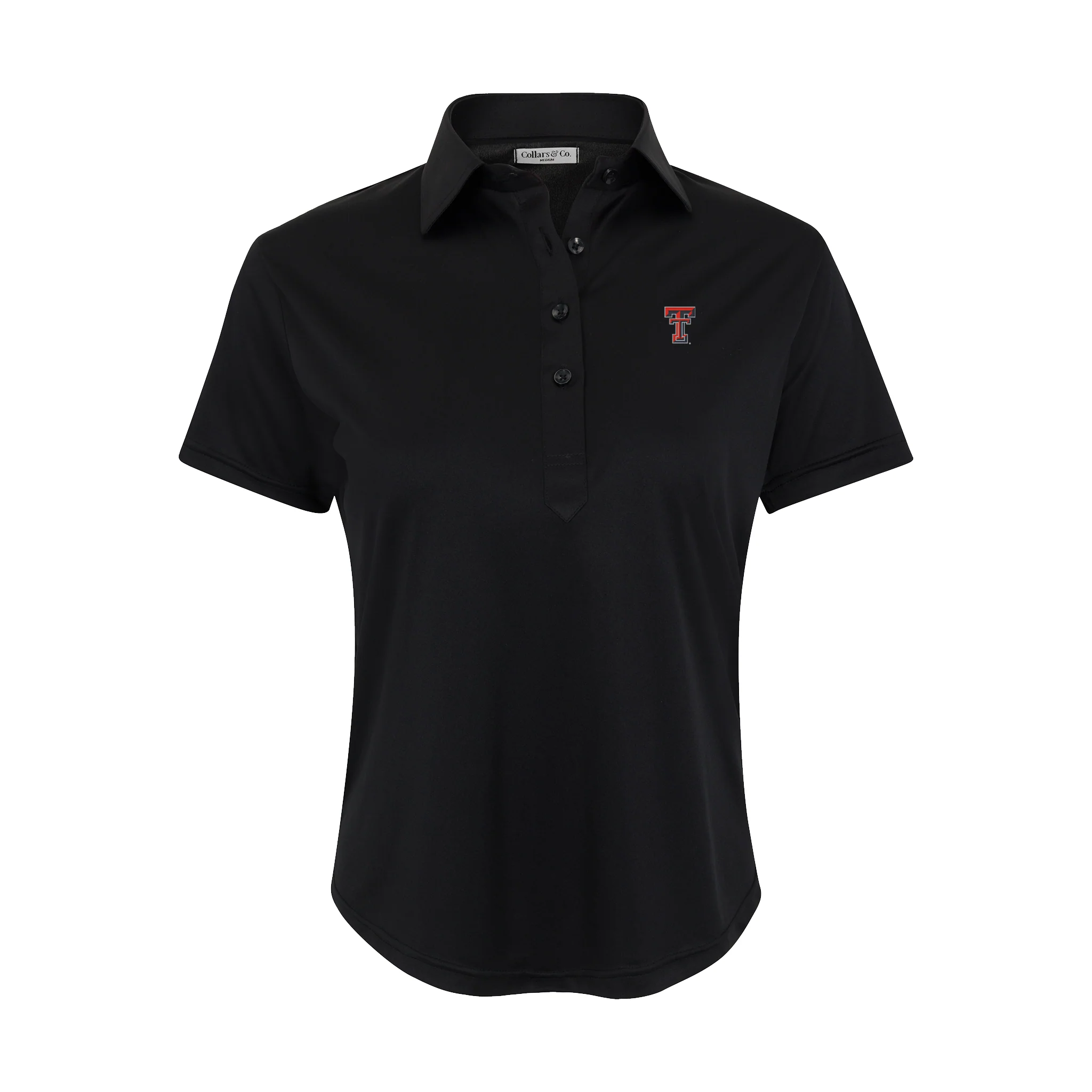 Texas Tech Women's Cap Sleeve Semi Spread Polo Black