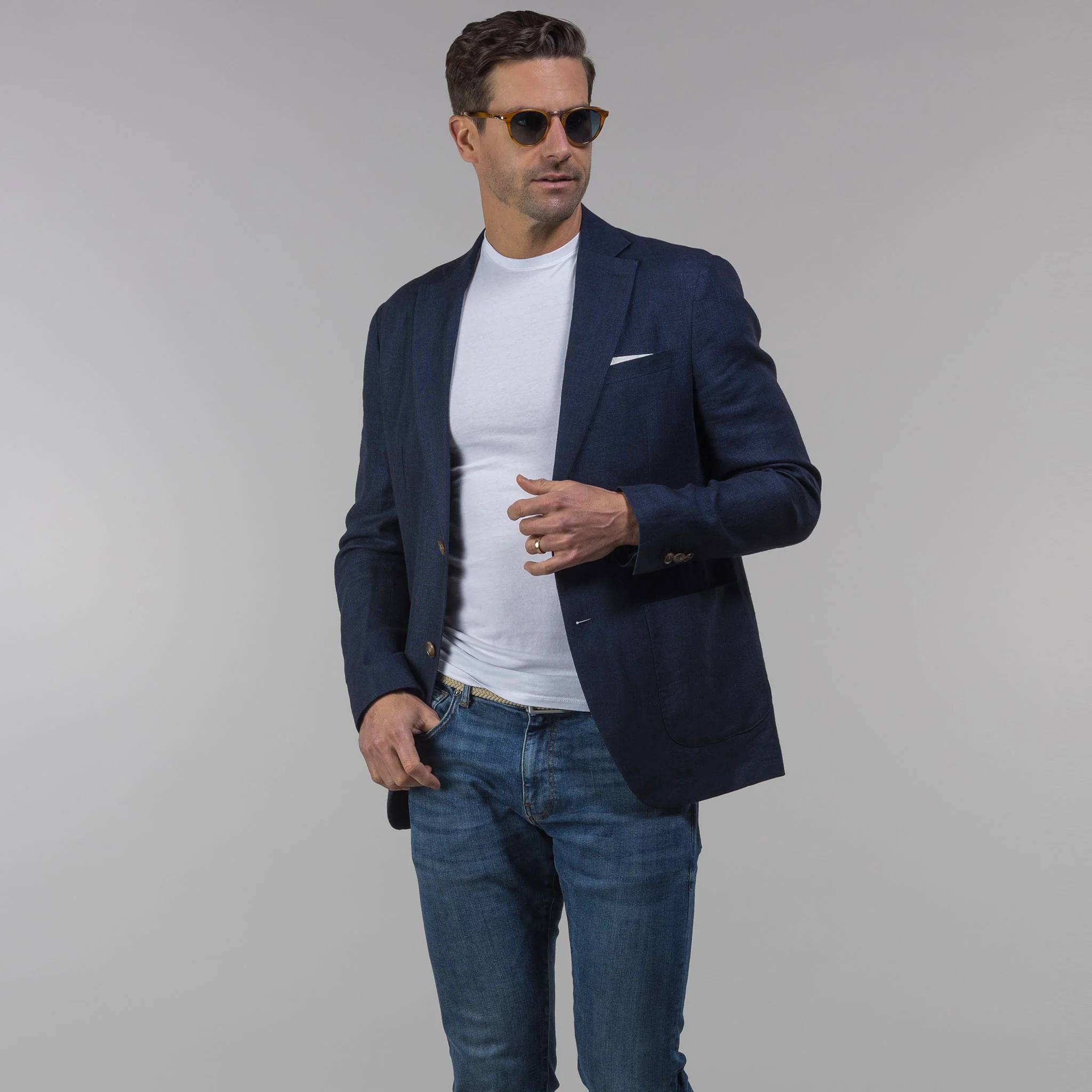The Lorenzo Linen & Cotton Blazer Navy - Image 3