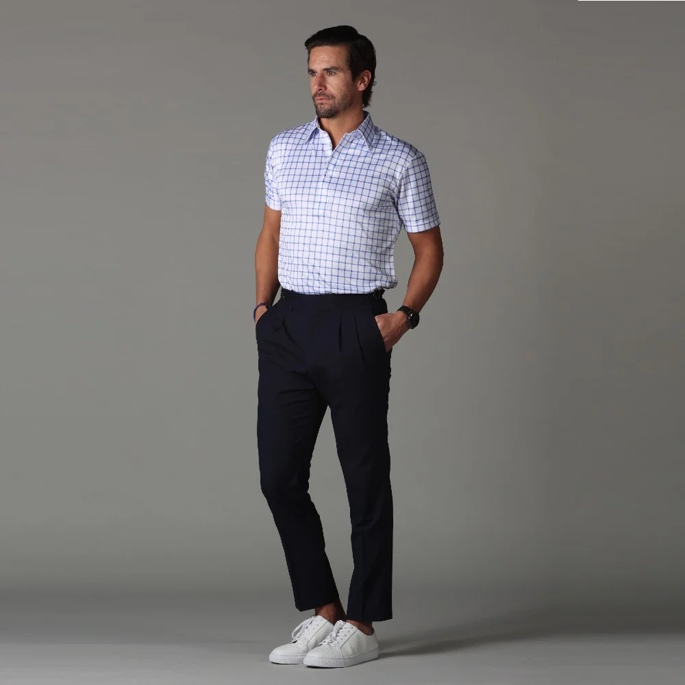 The Original Dress Collar Polo™ Blue Grid Check - Image 4