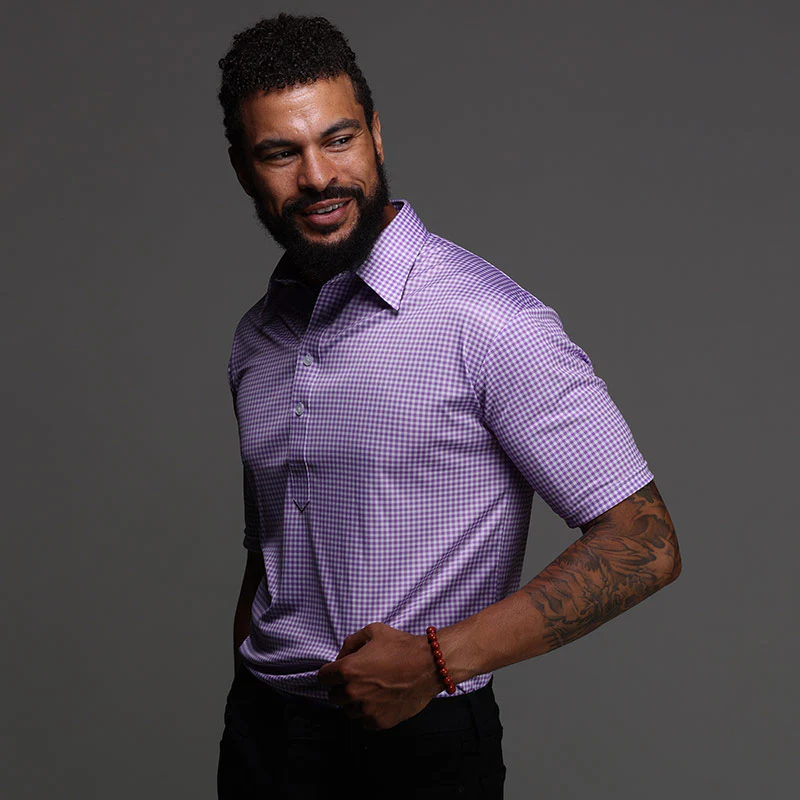 The Original Dress Collar Polo™ Lavender Gingham - Image 3