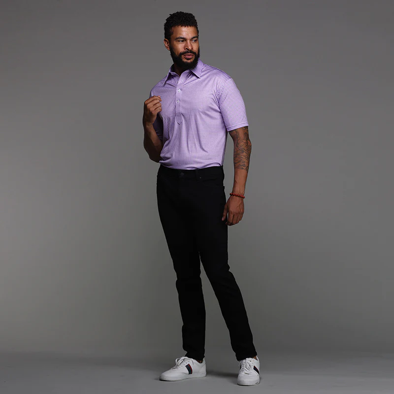 The Original Dress Collar Polo™ Lavender Gingham - Image 4