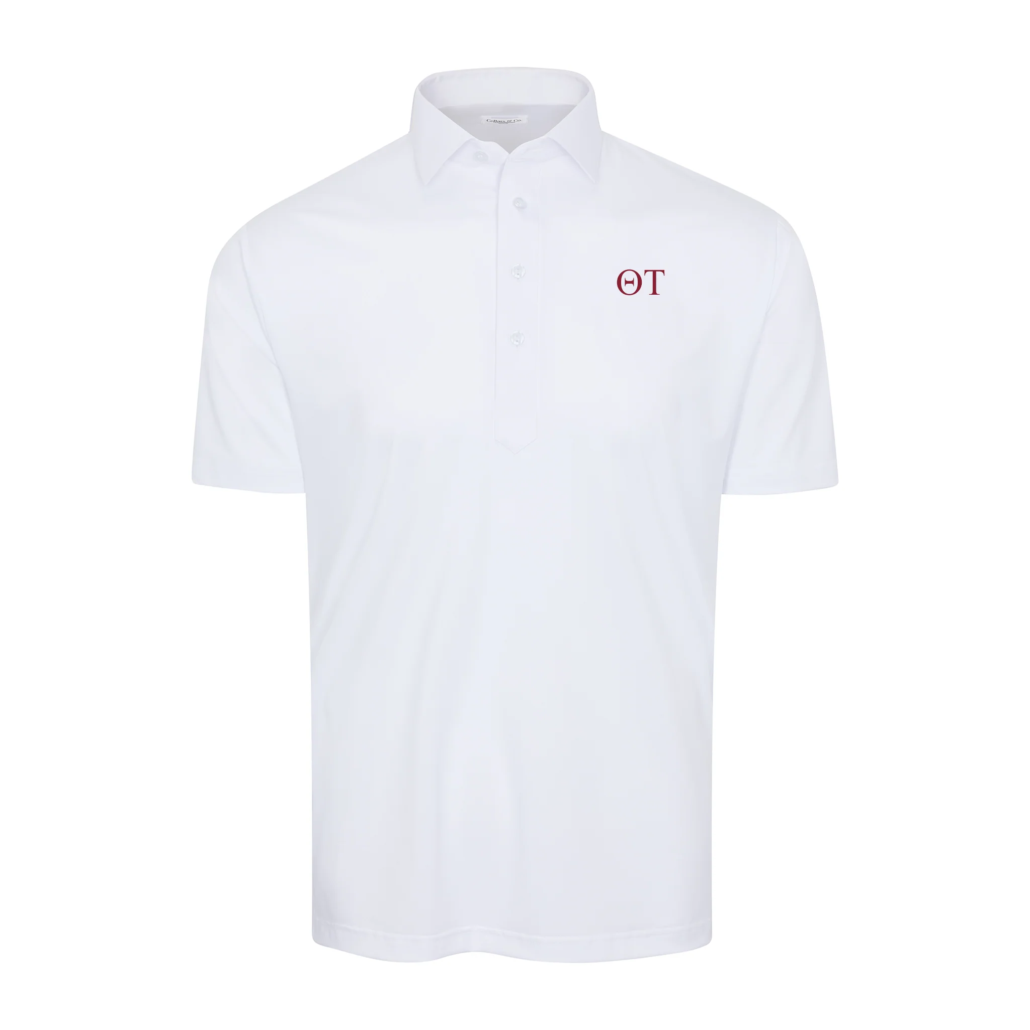 Theta Tau Semi-Spread Collar Polo White