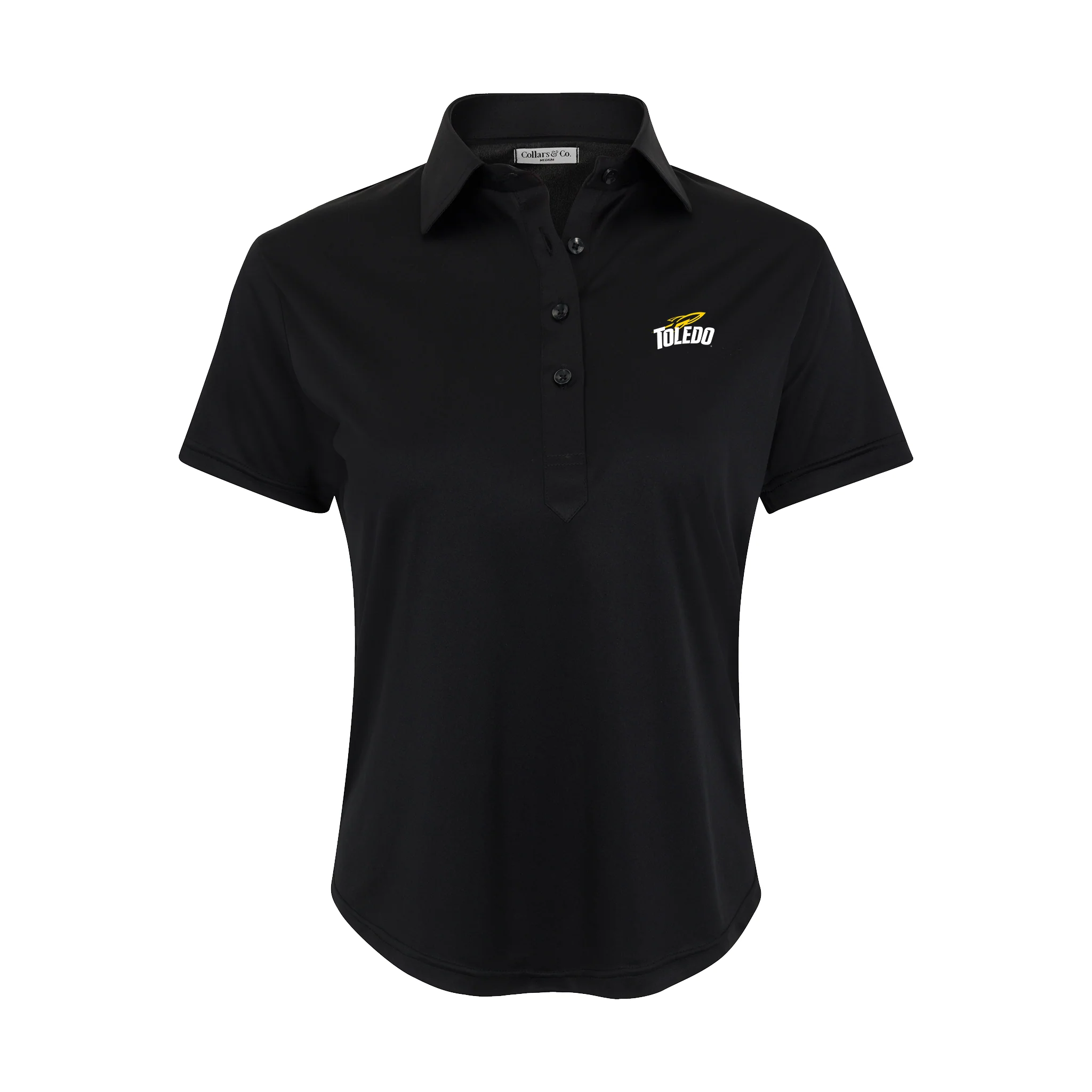 Toledo Women's Cap Sleeve Semi Spread Polo Black