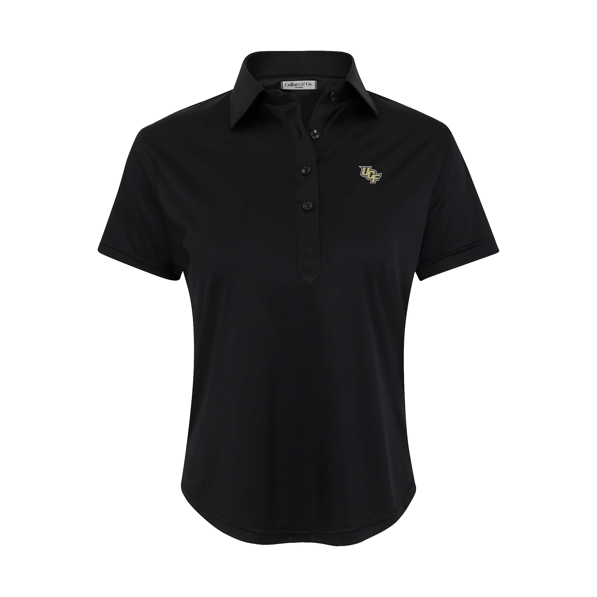 UCF Women's Cap Sleeve Semi Spread Polo Black