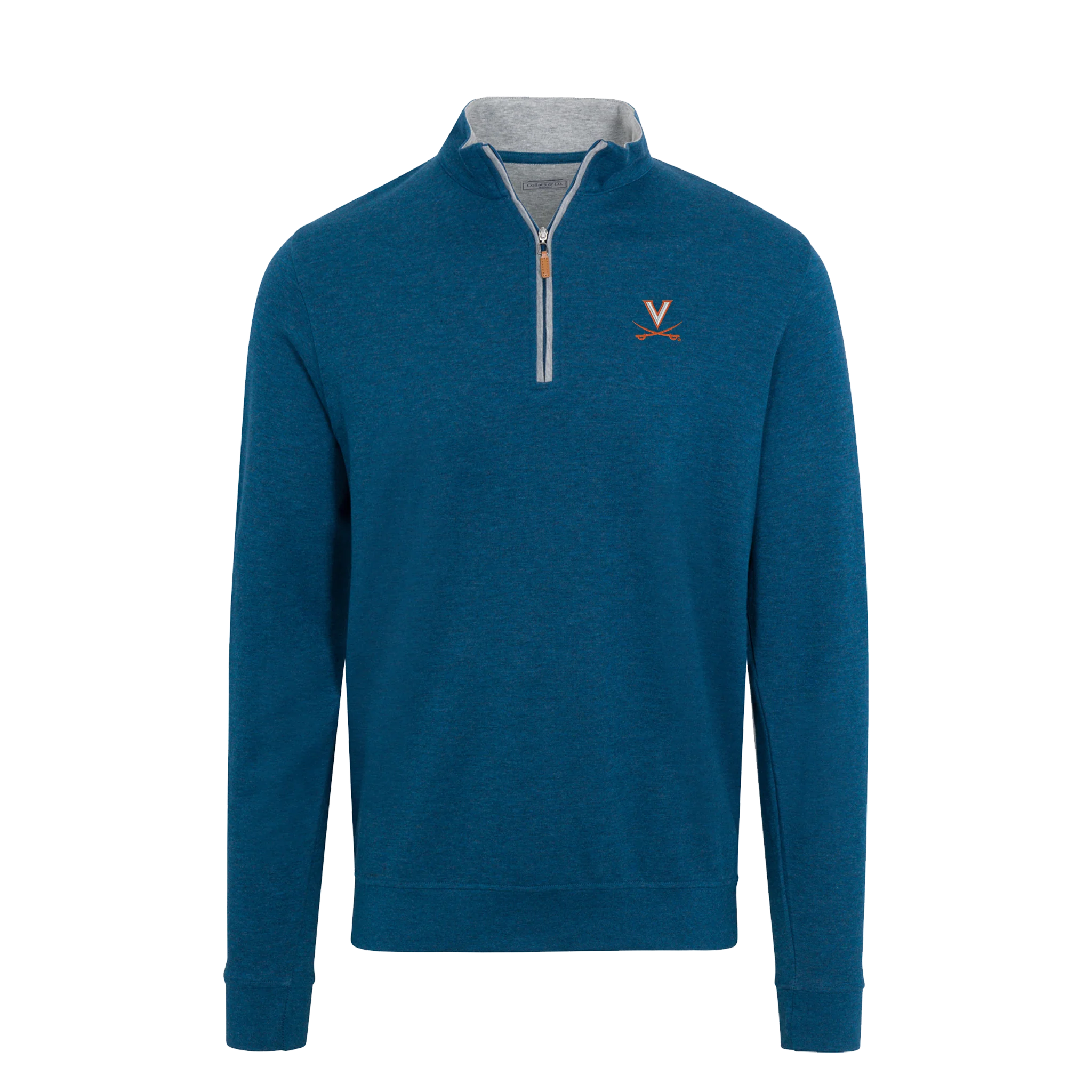 Virginia Indigo Heather Cloud Cotton Quarter Zip Pullover
