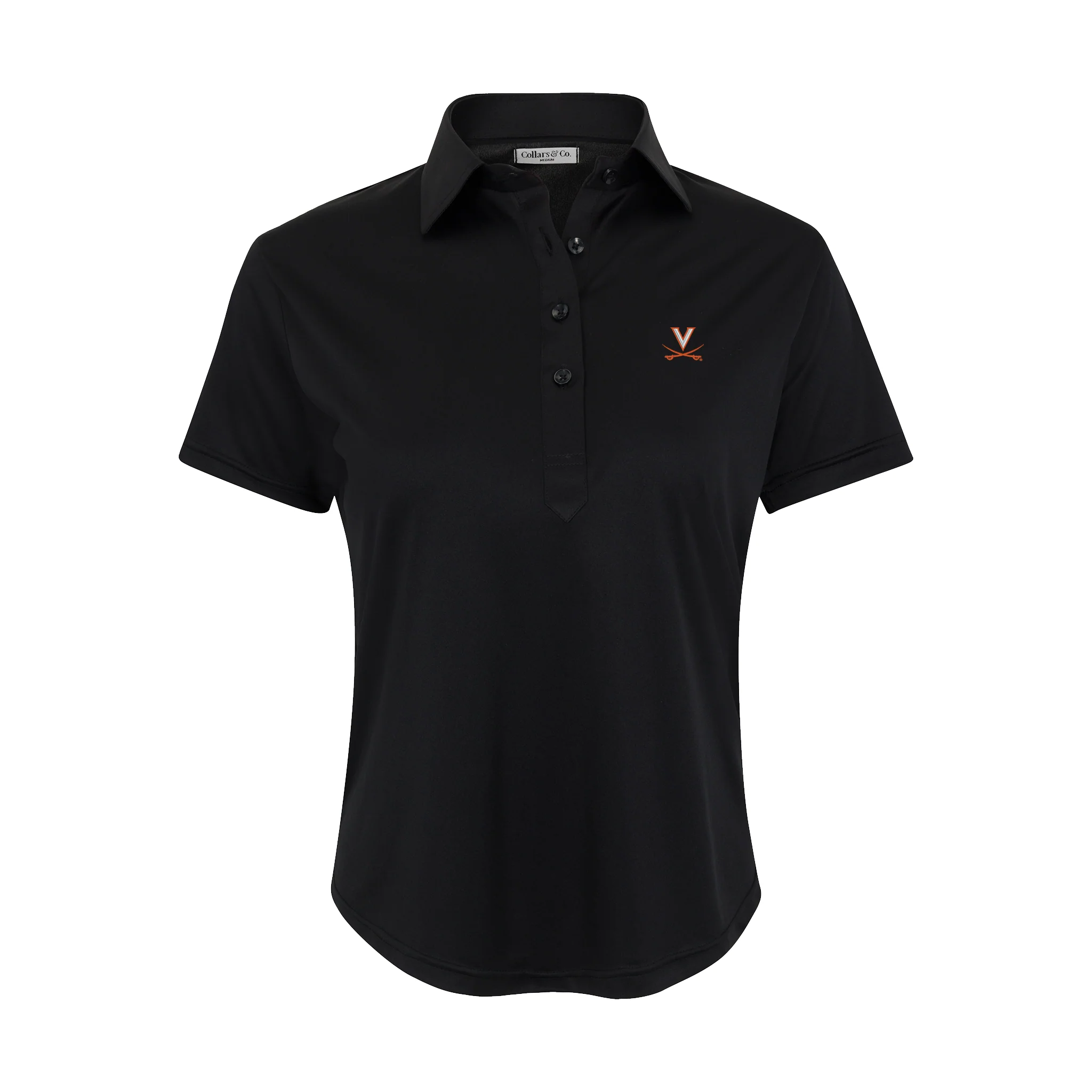 Virginia Women's Cap Sleeve Semi Spread Polo Black