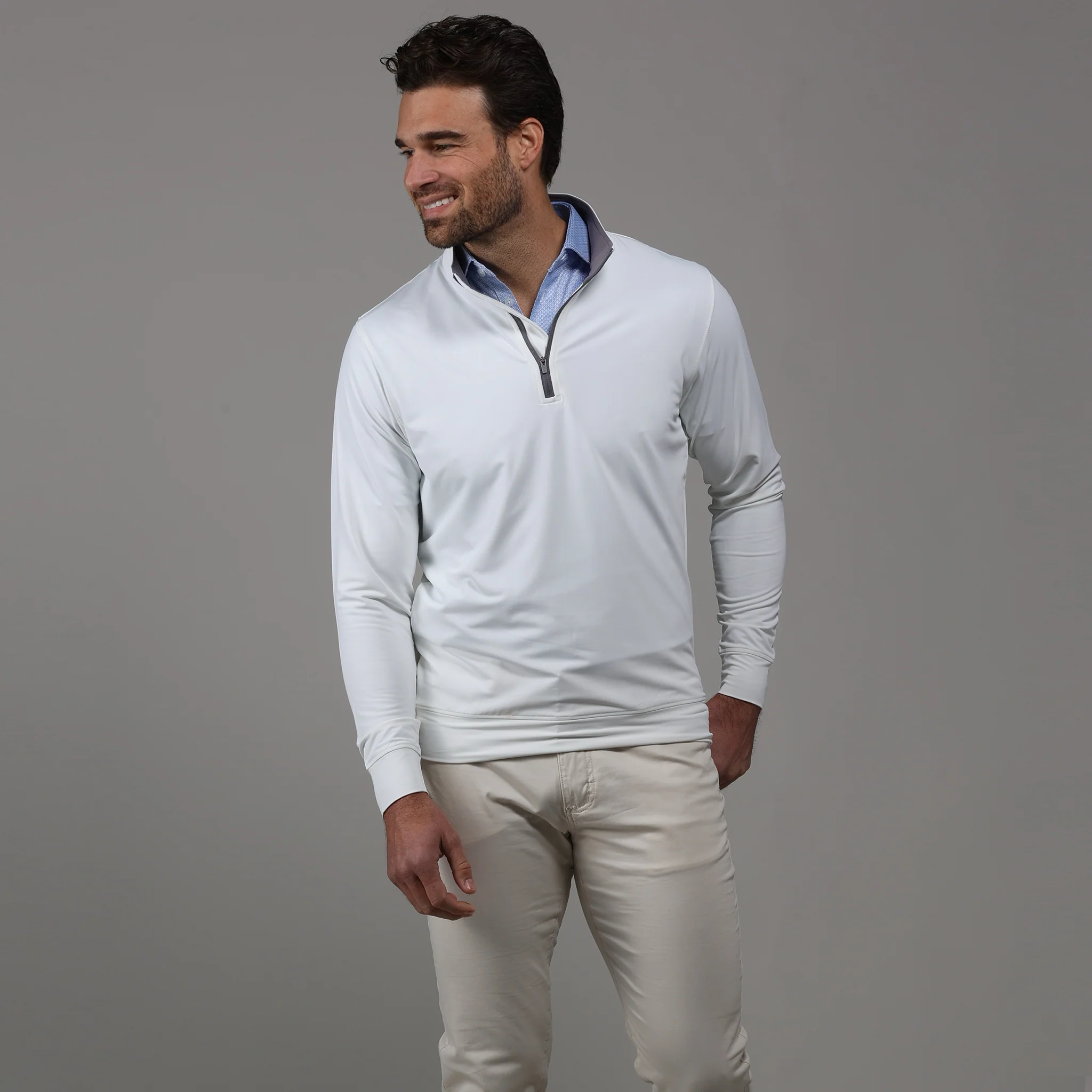 White Tour Performance Men's Golf Quarter Zip Pullover - Image 3