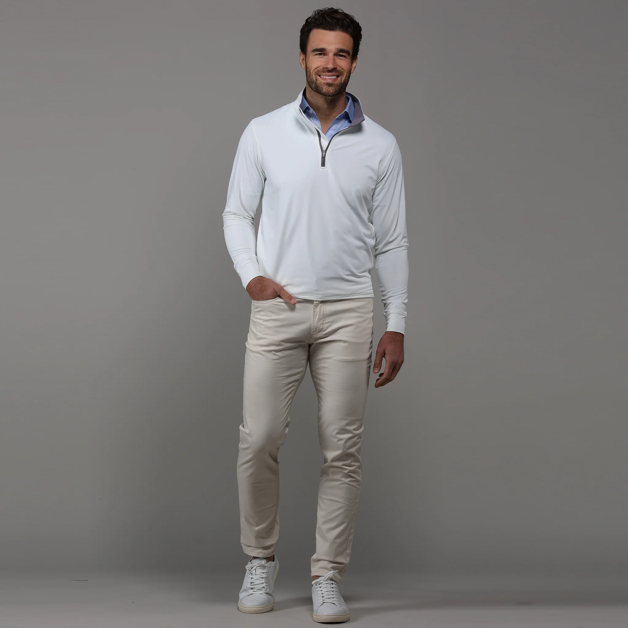 White Tour Performance Men's Golf Quarter Zip Pullover - Image 4