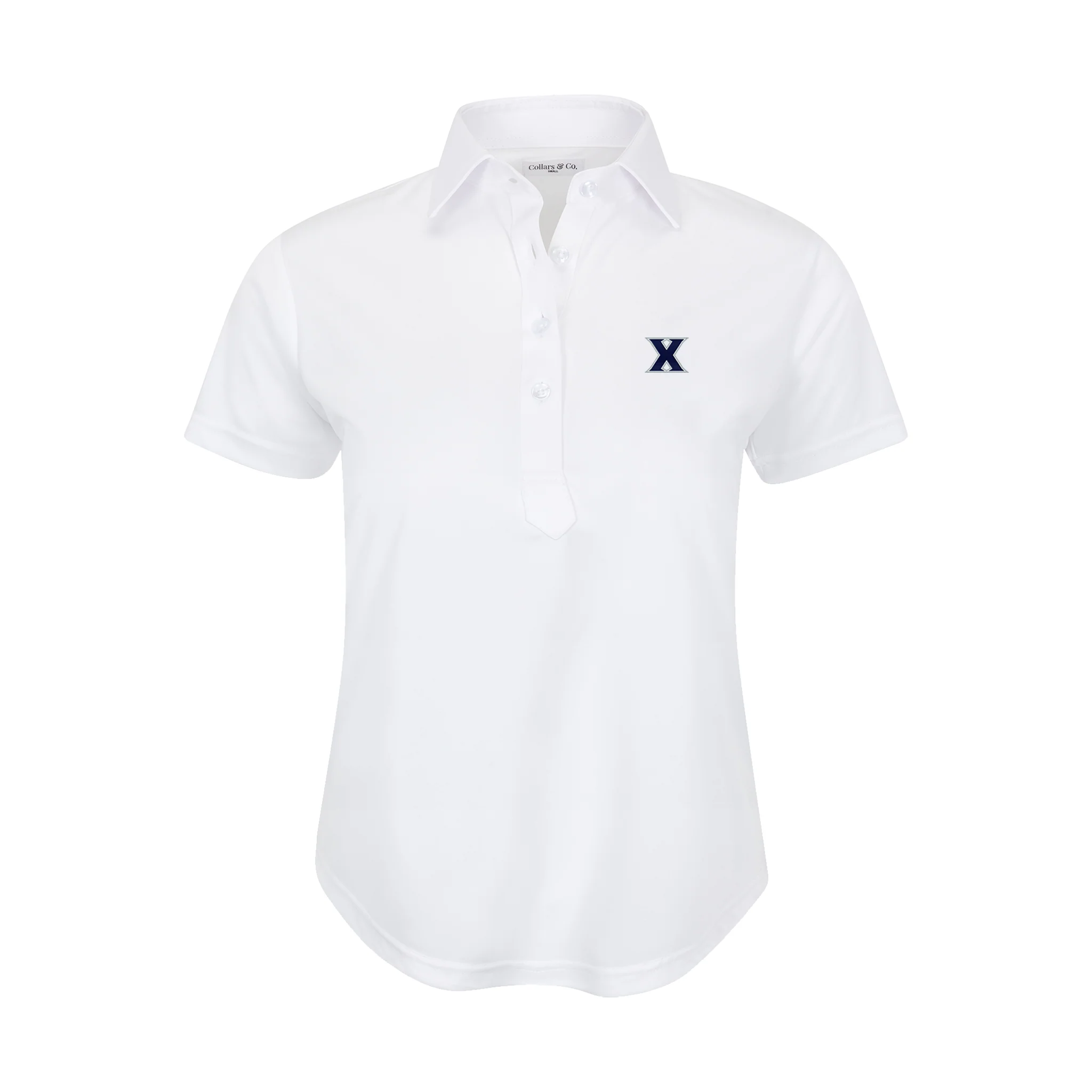 Xavier Women's Cap Sleeve Semi Spread Polo White